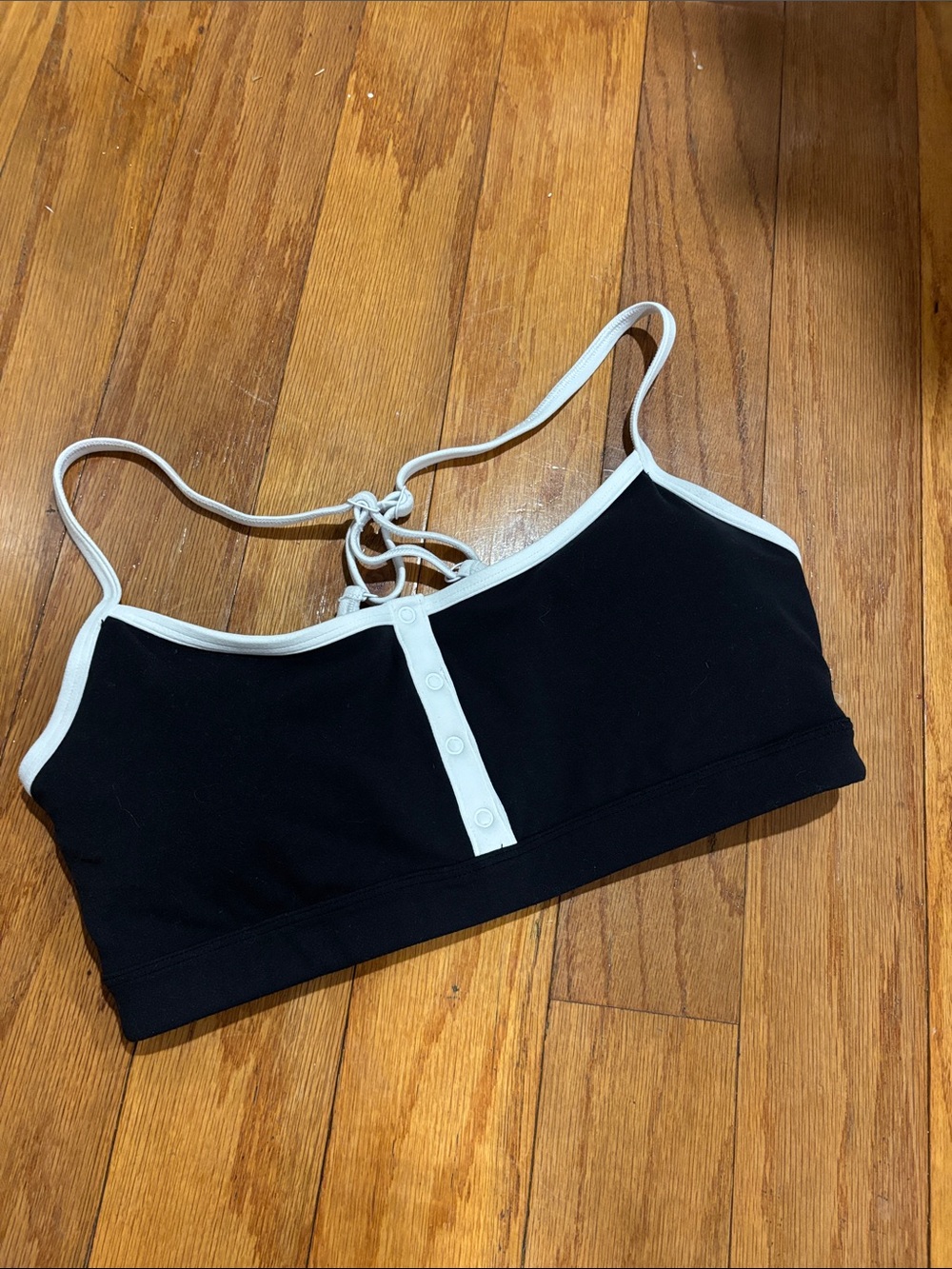 Abercrombie Black & White Cotton sports bra with Snap Front